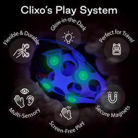 Clixo supports STEAM learning through hands-on spatial challenges and fine motor skills.