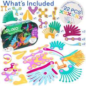 Clixo Tropical Birds Pack with vibrant colors sparks creativity during crafts and pretend play