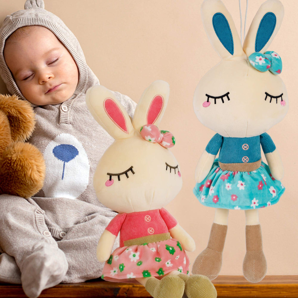 Cllayees Easter Bunny plush bedtime cuddle companion for kids.