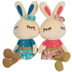 Cllayees Easter Bunny plush blue face close-up for cozy cuddles.