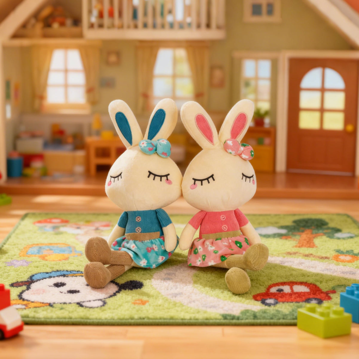 Cllayees Easter Bunny plush blue-pink display for shared gifts.