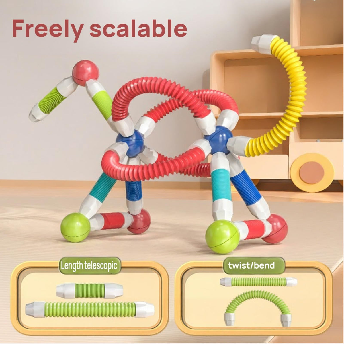 CLNENSOO colorful pop tubes encourage endless construction and spatial awareness