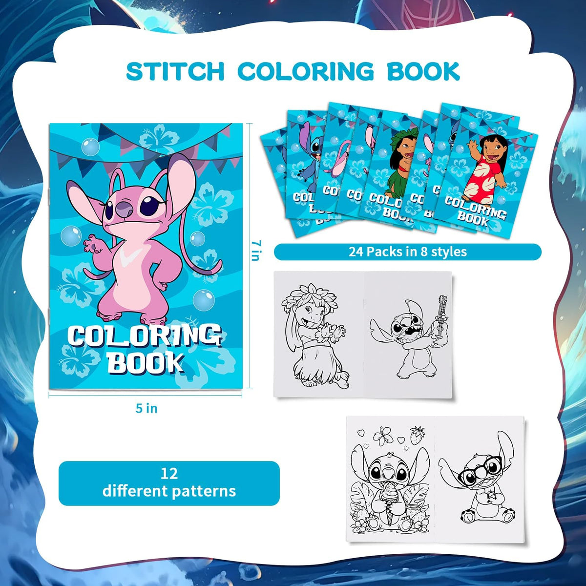 Cloira Stitch coloring pages showcase vibrant art for activities.