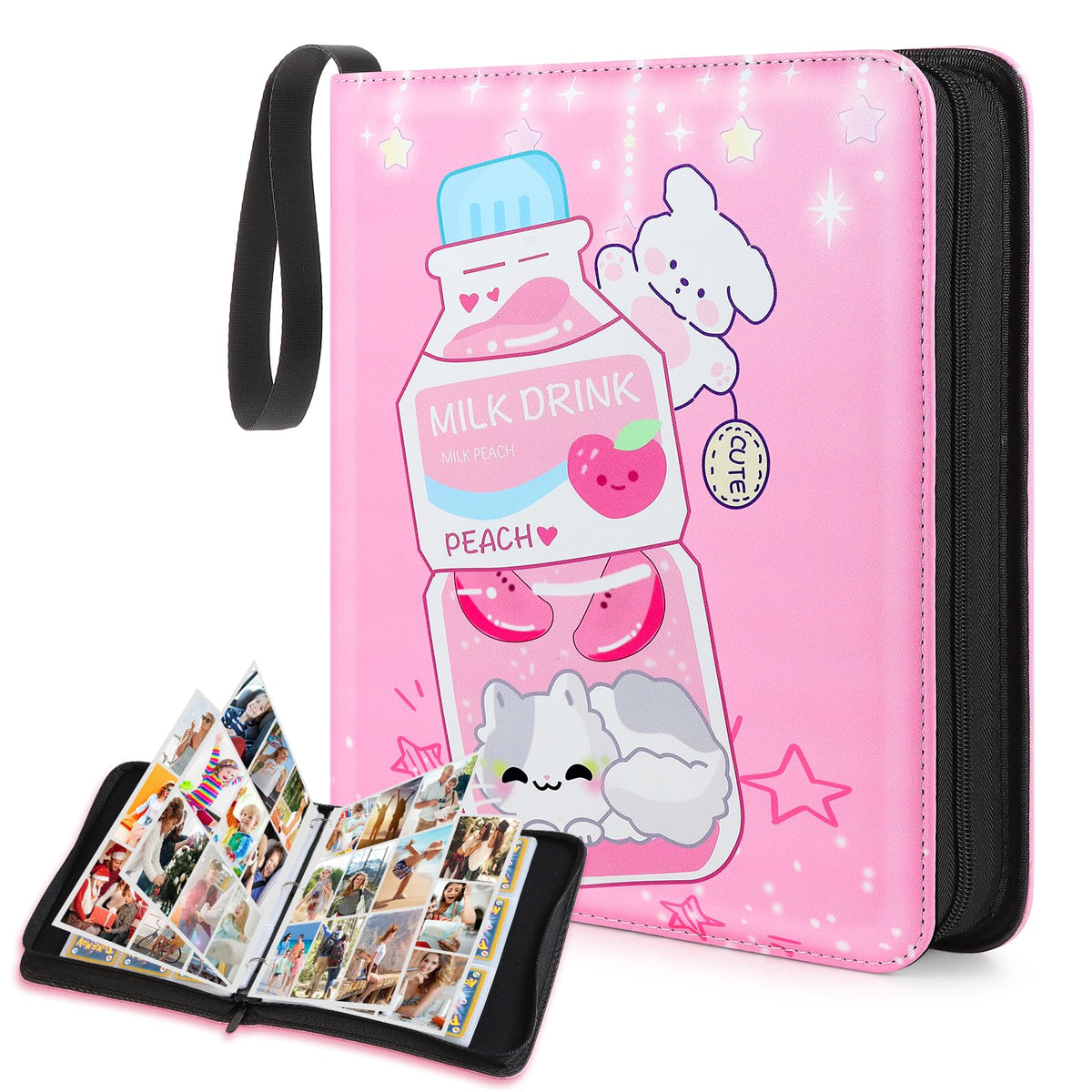 CLOKORIA pink milk bottle binder with 900 pockets keeps trading cards neatly organized