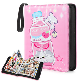 CLOKORIA pink milk bottle binder with 900 pockets keeps trading cards neatly organized