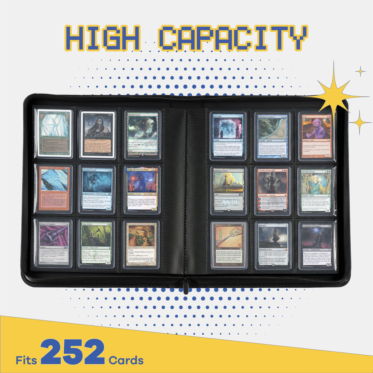 CLOVERCAT side-loading sleeves minimize card shifting and edge wear