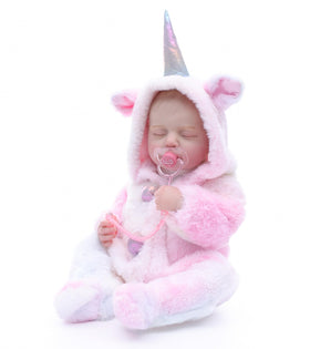 Cloveray Reborn doll wearing horn outfit, ideal for imaginative dress-up