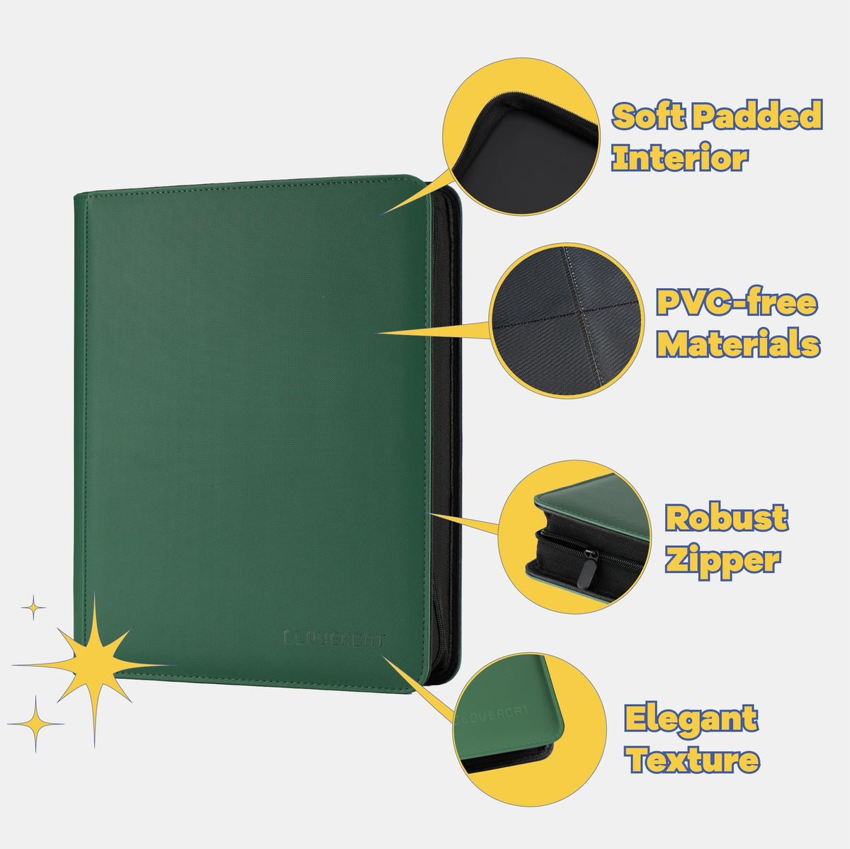 Clovercat compact binder measures 16.1 by 12.5 by 2.2 inches for easy storage.