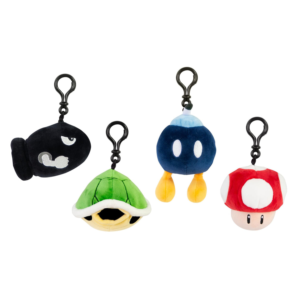 Club Mocchi Mocchi Bullet Bill clip-on plush, soft and squeezable for backpacks and travel.