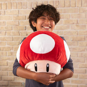 Squishy soft texture makes Club Mocchi Mocchi Mario Mushroom plush ideal as a nap pillow