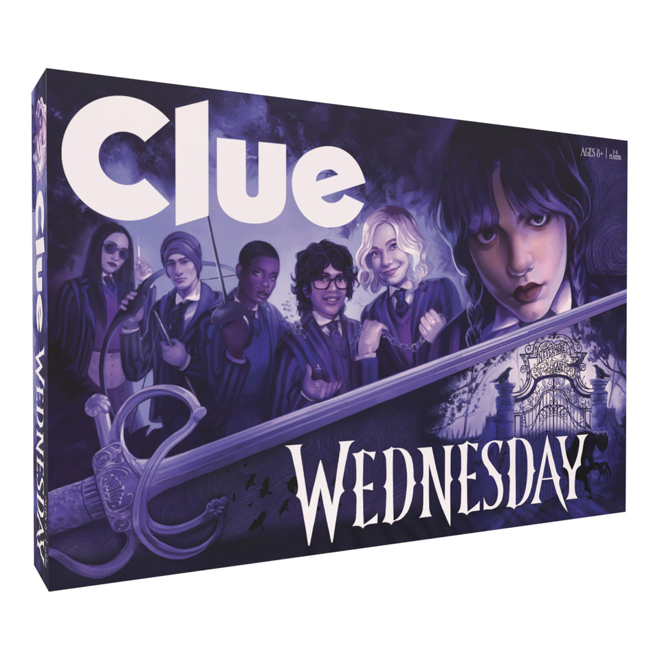 USAOPOLY CLUE: Wednesday game board Nevermore Academy enhances mystery night with friends