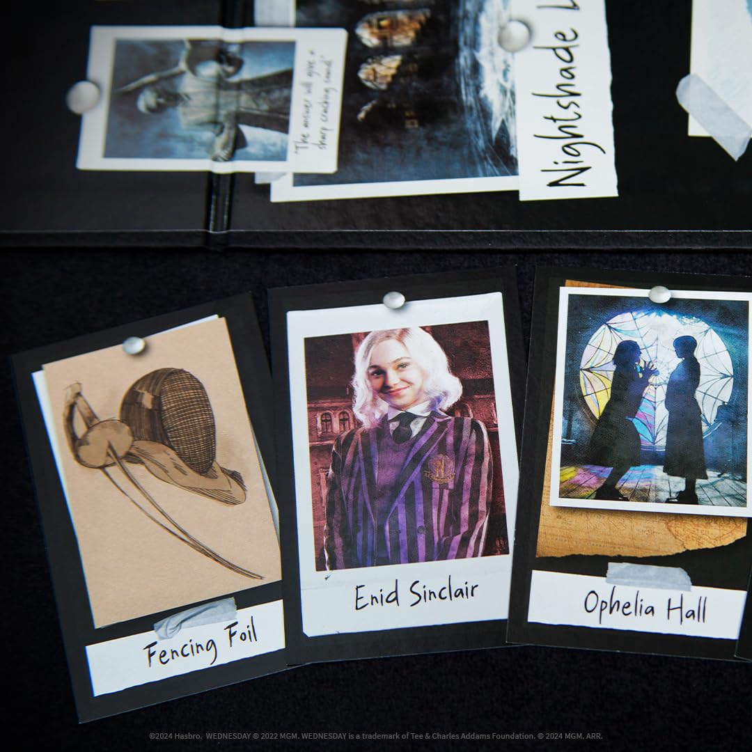 USAOPOLY CLUE: Wednesday packaging artwork showcases Nevermore vibes
