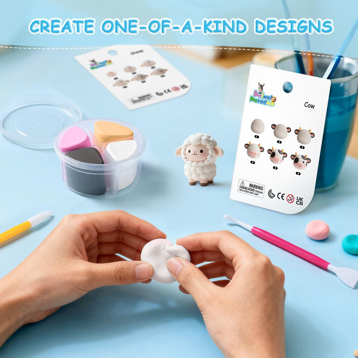 CLYMENE no-baking-needed clay lets figures air dry into keepsakes
