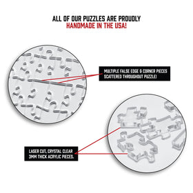 CM Originals Clearly Impossible 500-piece puzzle assembly shows mid-challenge complexity.