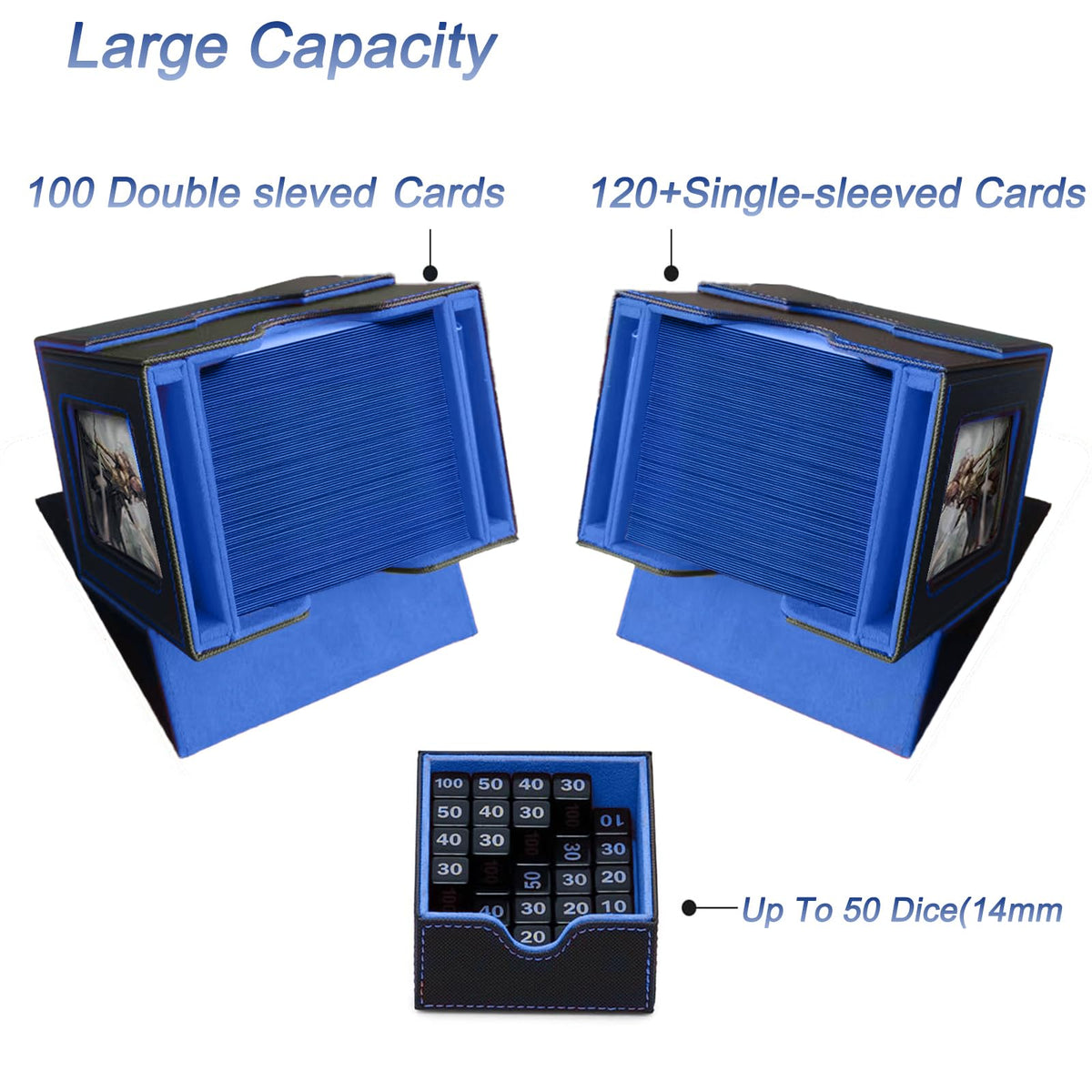 Two dividers and one top loader included for organization