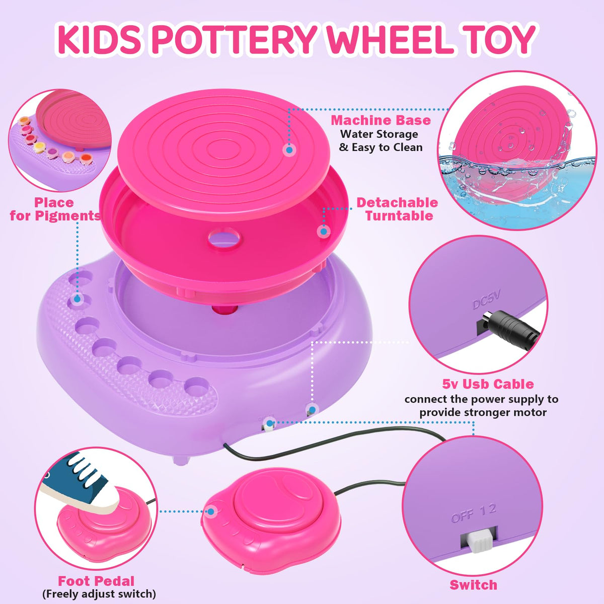 Cmiolacuna adjustable-speed wheel supports safe, beginner-friendly crafting.