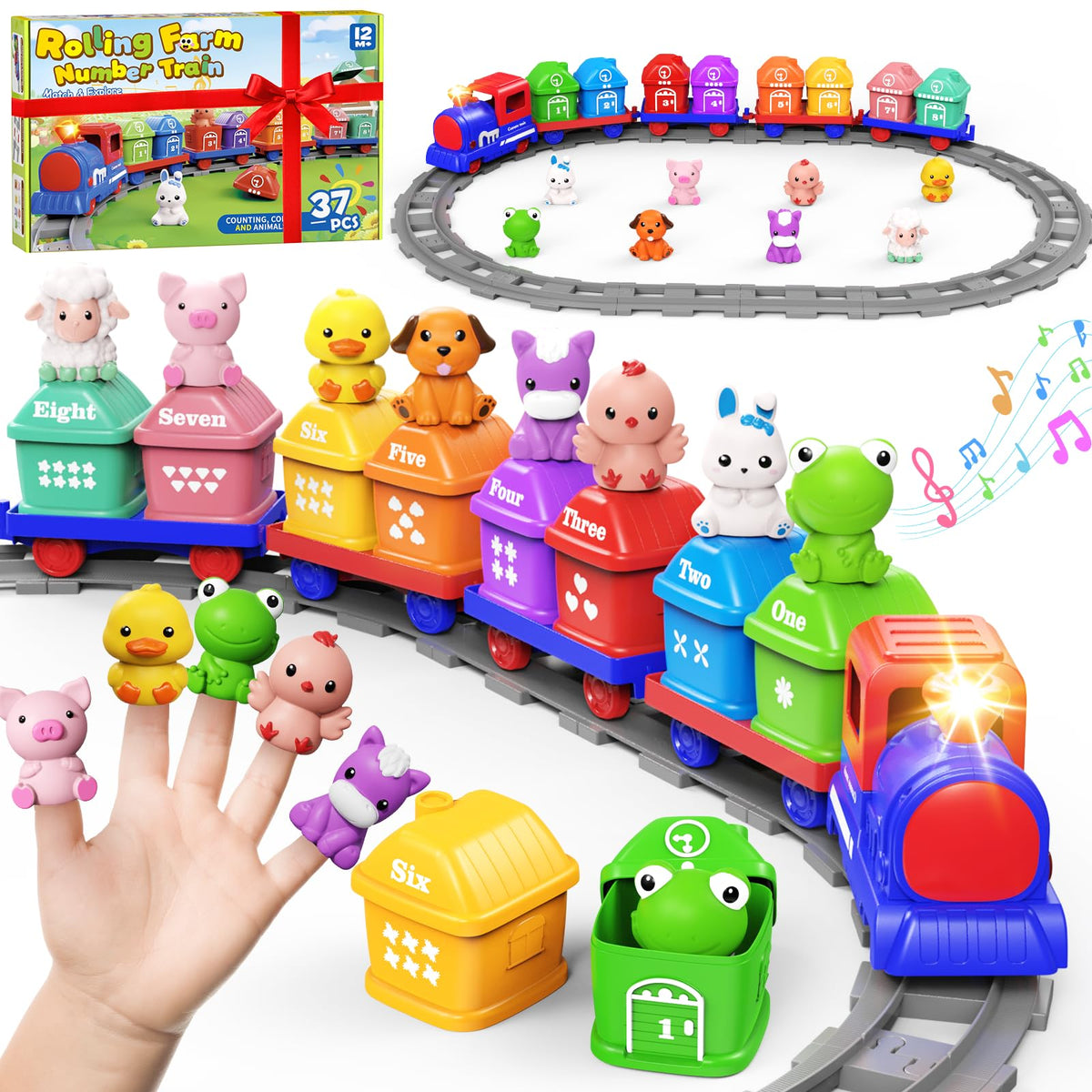 Cmiolacuna farm train locomotive with lights for engaging play