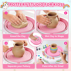Cmiolacuna paint palette and brushes, colorful finishes to personalize kids' pottery.