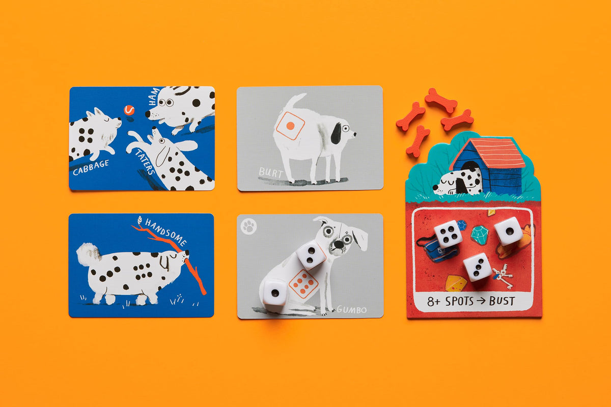 CMYK Spots Dice Game brings family-friendly fun to 2-4 players.