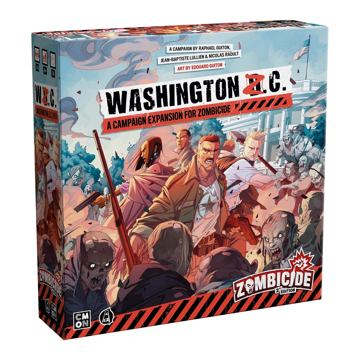 CMON Washington Z.C. expansion image highlights new survivors and night mode gameplay benefits for cinematic campaigns.