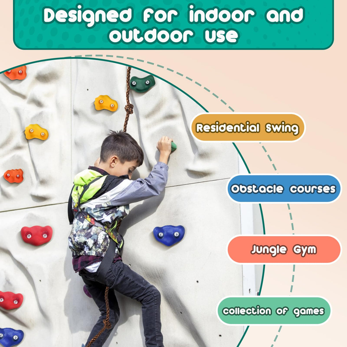CMOOD indoor outdoor climbing area for home play and yard adventures