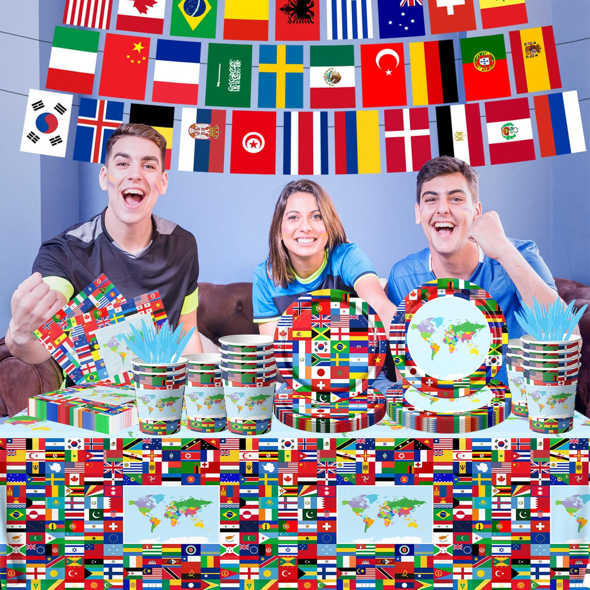 CMUSKO world flags tablecloth ready for outdoor celebration