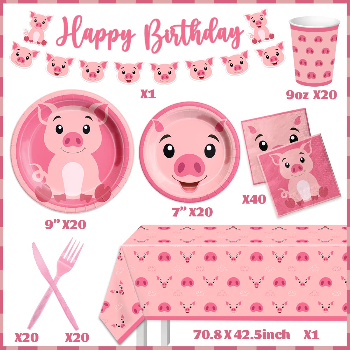 CMUSKO pig plates 9in set keeps meals neat and fun
