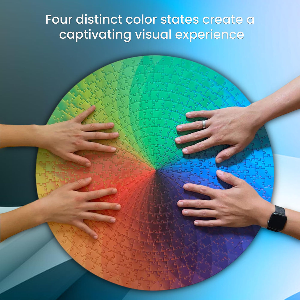 CMY Cubes color wheel transformations show dynamic color shifts when viewed from angles