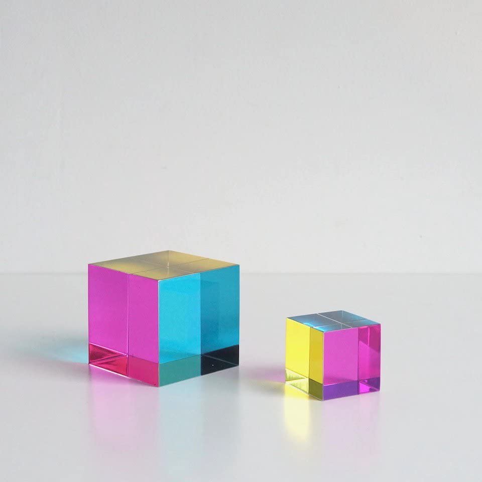 CMY Cubes Original 50mm optical illusion showcases color transitions and depth perception.