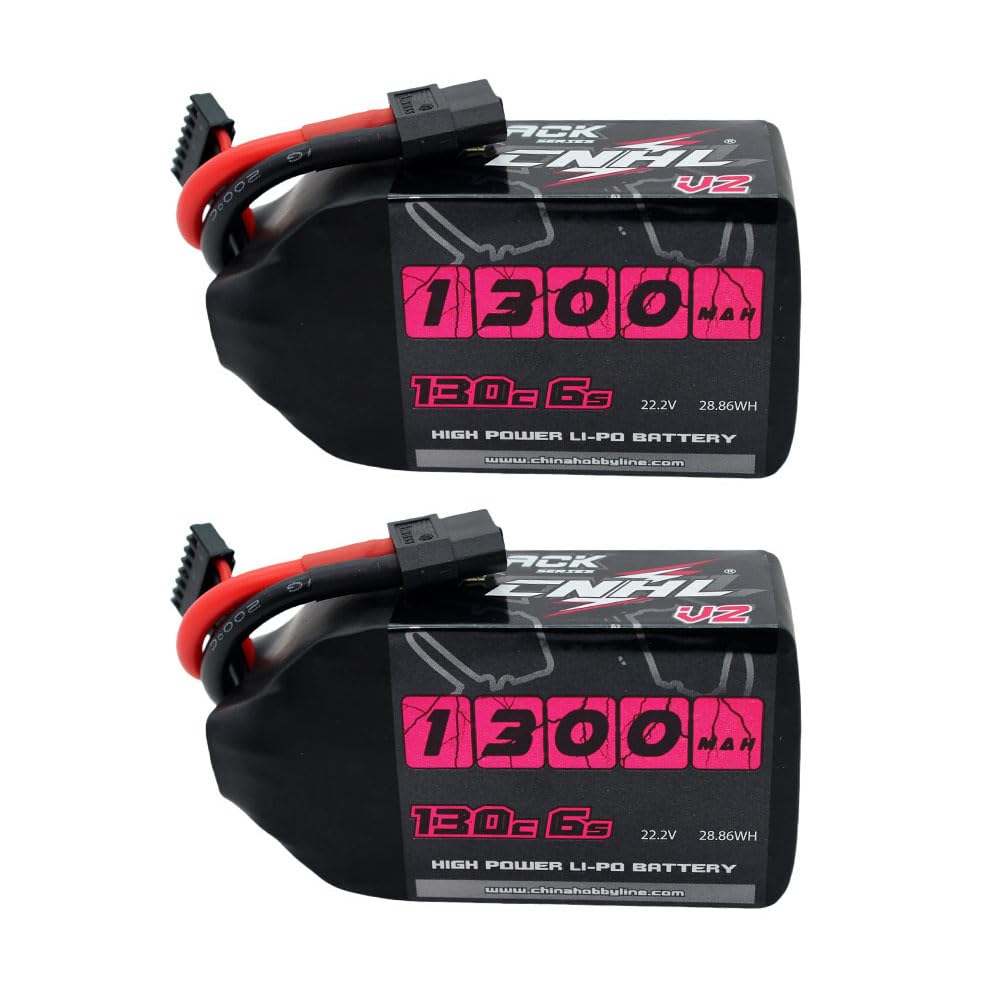 CNHL 1300mAh 6S 130C LiPo battery front view with XT60 plug for FPV drones