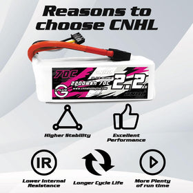 CNHL 2200mAh 3S LiPo battery dimensions and size in mm for model planning