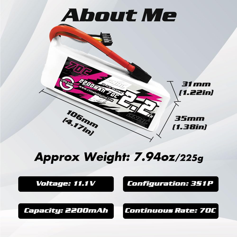 CNHL 2200mAh 3S LiPo battery XT60 label exposed for quick inspection