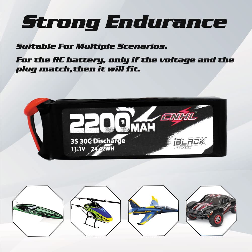CNHL 2200mAh 3S lipo battery dimensions for compact RC rigs.