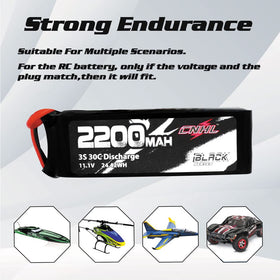 CNHL 2200mAh 3S lipo battery dimensions for compact RC rigs.