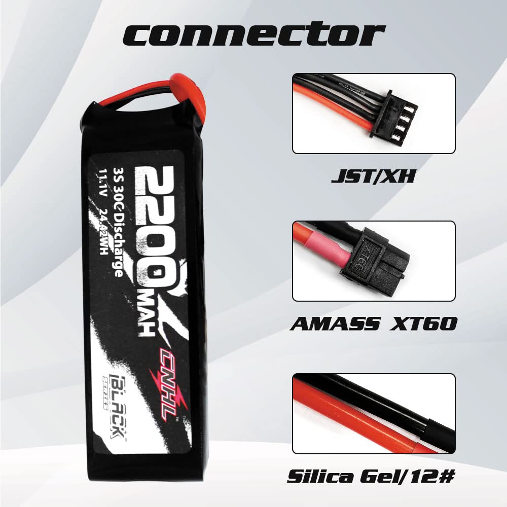 CNHL 2200mAh 3S lipo battery installed in RC car for longer runs.
