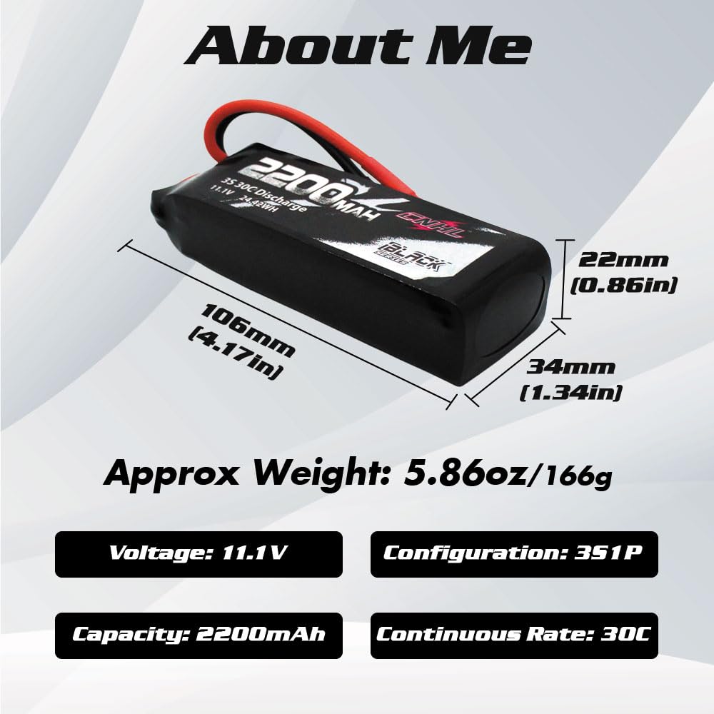 CNHL 2200mAh 3S lipo close up showing high discharge capability.