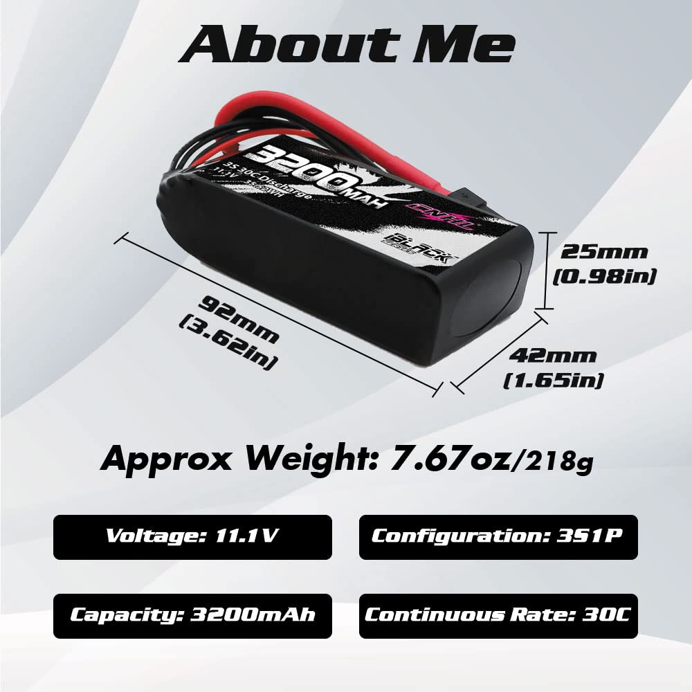 CNHL 3200mAh 3S dimensions 92x25x42mm for compact builds
