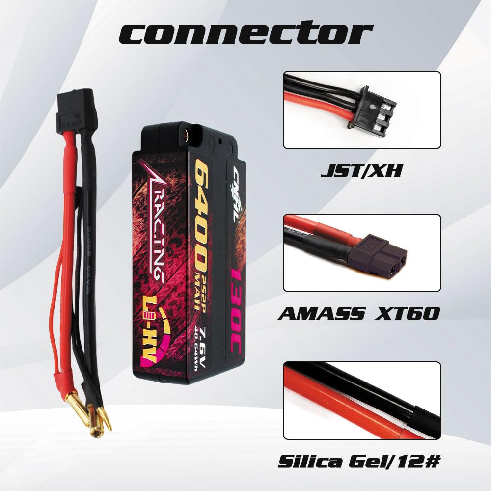 CNHL 6400mAh 2S Lipo with XT60 plug provides a reliable RC connection