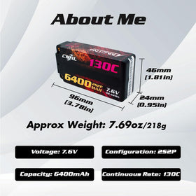 CNHL 6400mAh 2S Lipo hardcase side view reveals compact profile for tight spaces