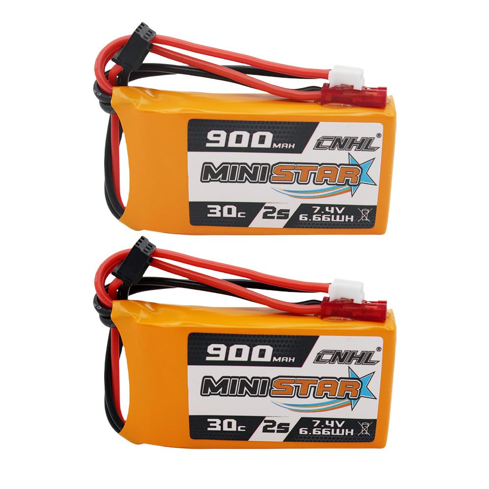 CNHL 900mAh 2S battery front view shows compact design and high discharge potential.