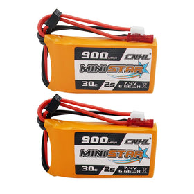CNHL 900mAh 2S battery front view shows compact design and high discharge potential.