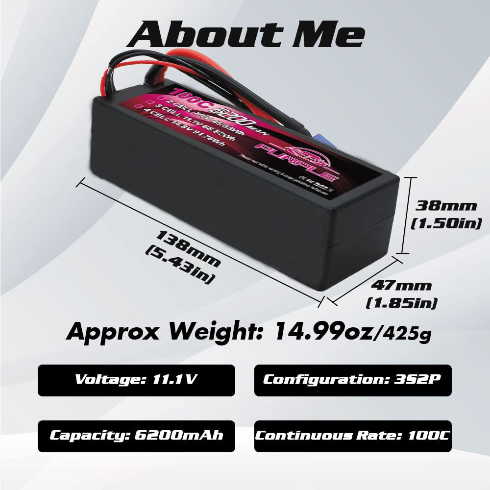 CNHL Purple Series 6200mAh battery EC5 plug close-up, reliable power connection.