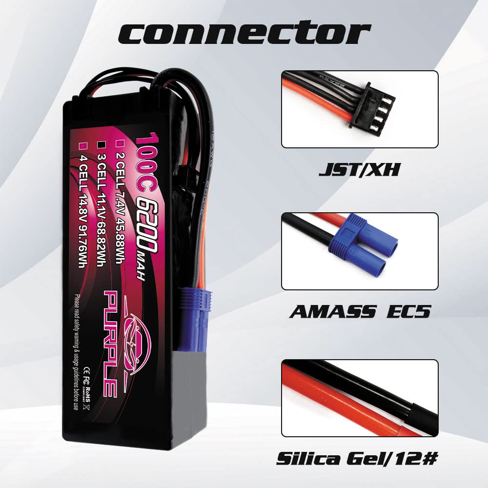 CNHL Purple Series 6200mAh battery side profile, high-output for demanding runs.