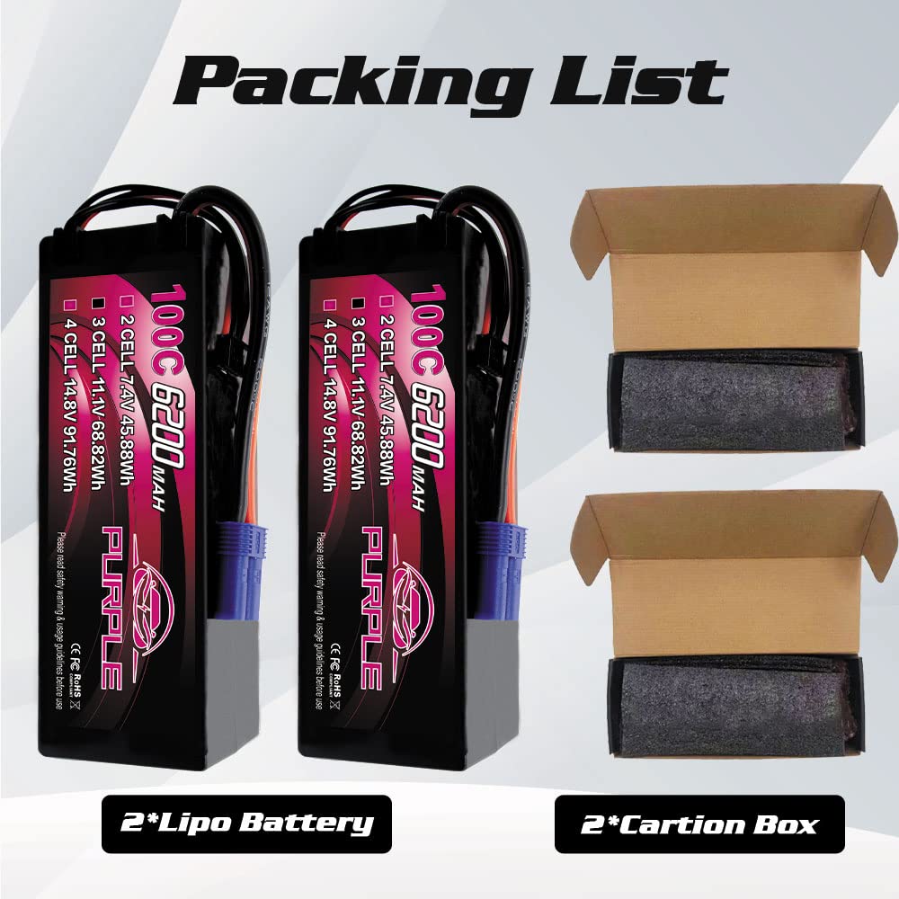 CNHL Purple Series 6200mAh battery two-pack, ready for extended RC sessions.