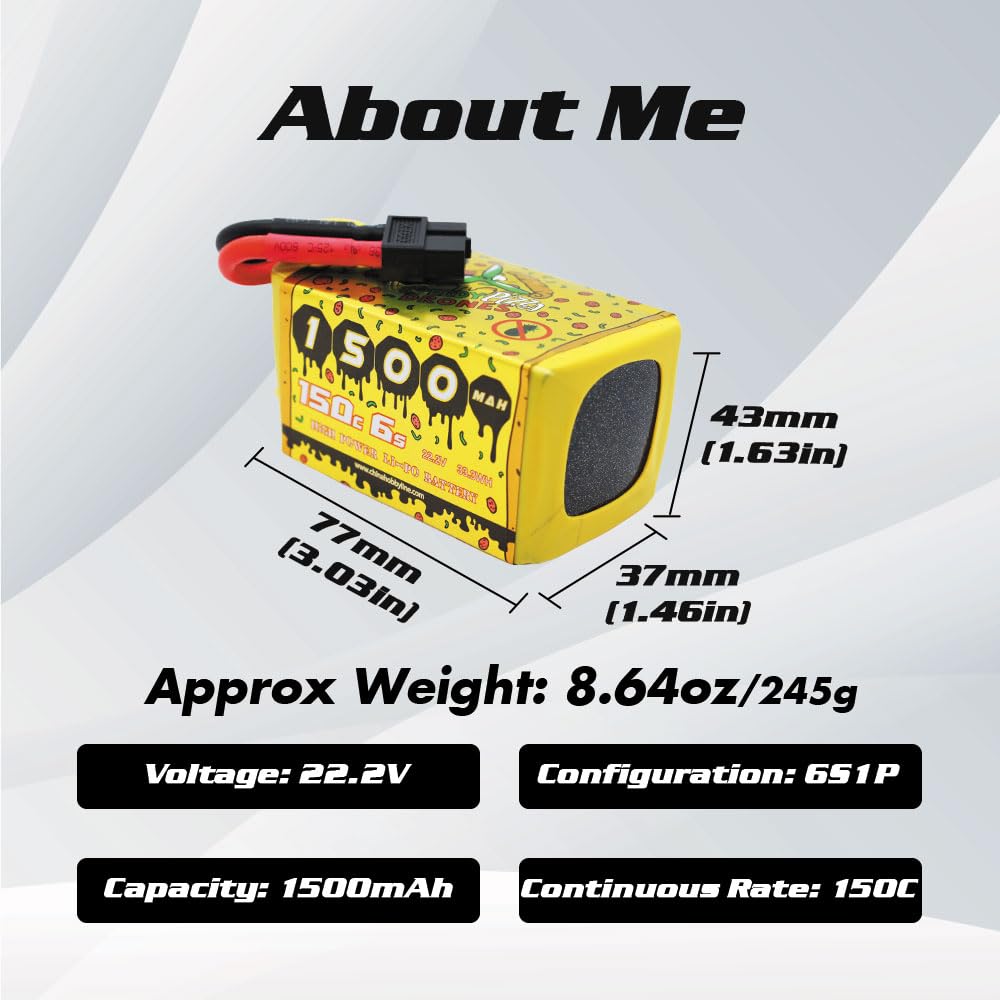 CNHL Speedy Pizza 1500mAh 6S battery with XT60 plug ready for RC setups