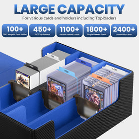 Co-opting box holding 1800 double-sleeved cards for secure transport