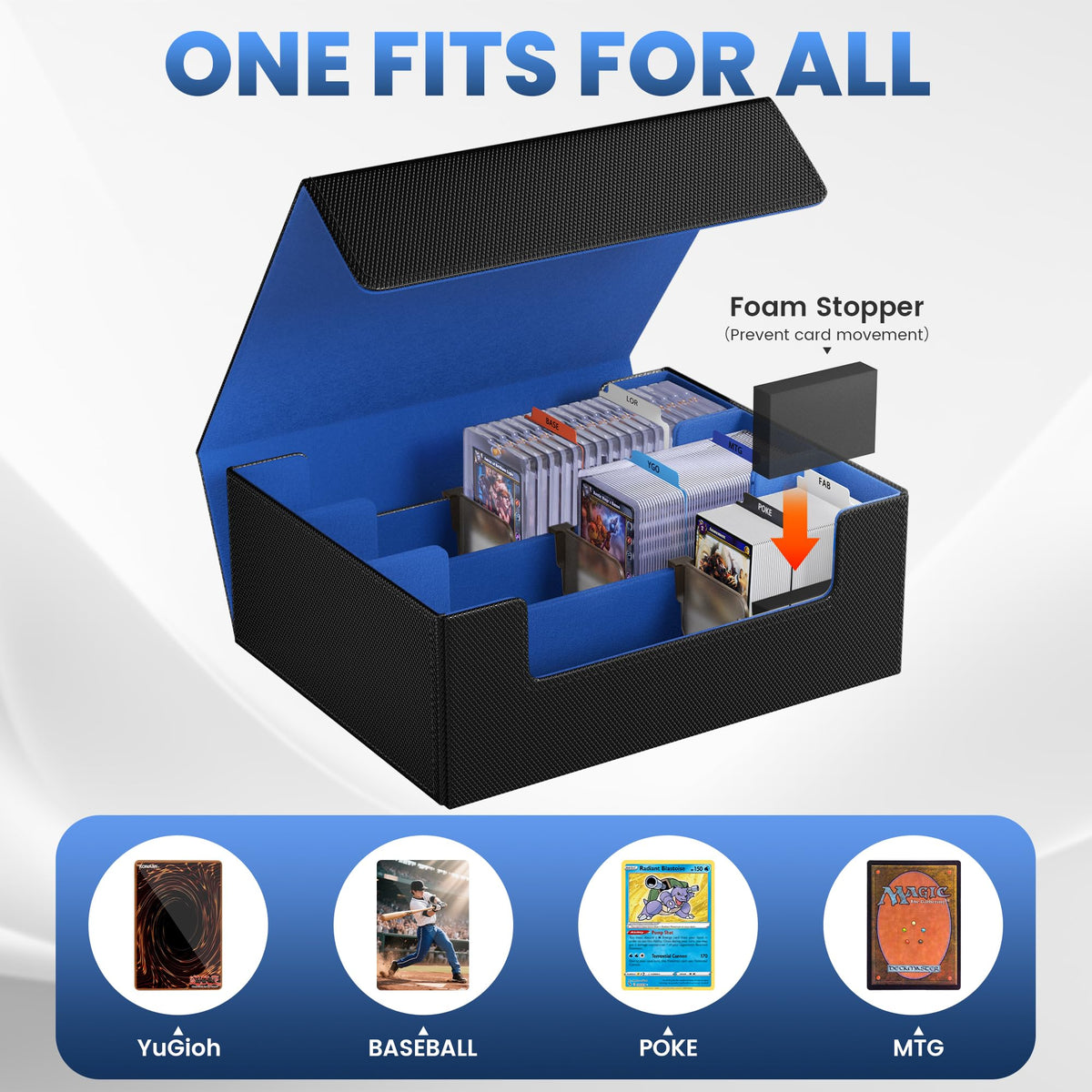 Co-opting storage box has 4 upright supports for stability