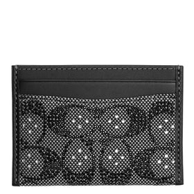 COACH Crystal Signature Jacquard card case front view for everyday carry.