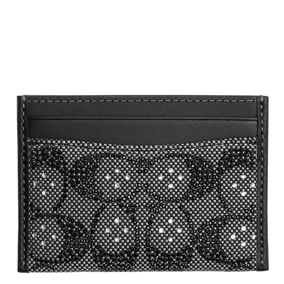 COACH Crystal Signature Jacquard card case front view for everyday carry.