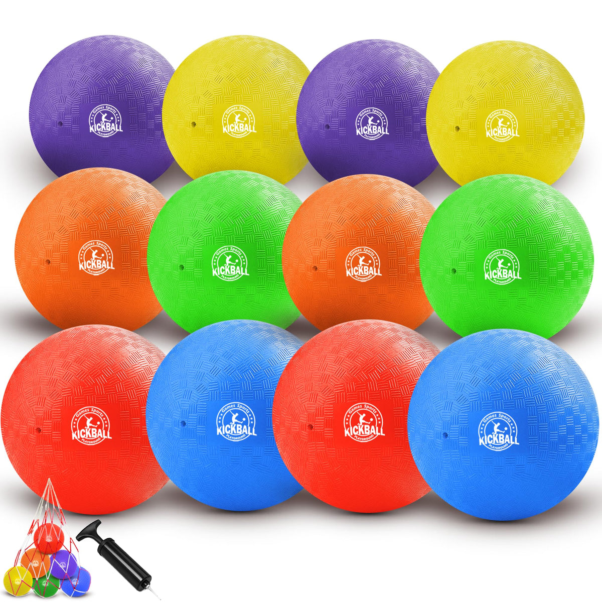 COAMZPARTY 8.5-inch kickball set image shows 12 vibrant balls ready for play.